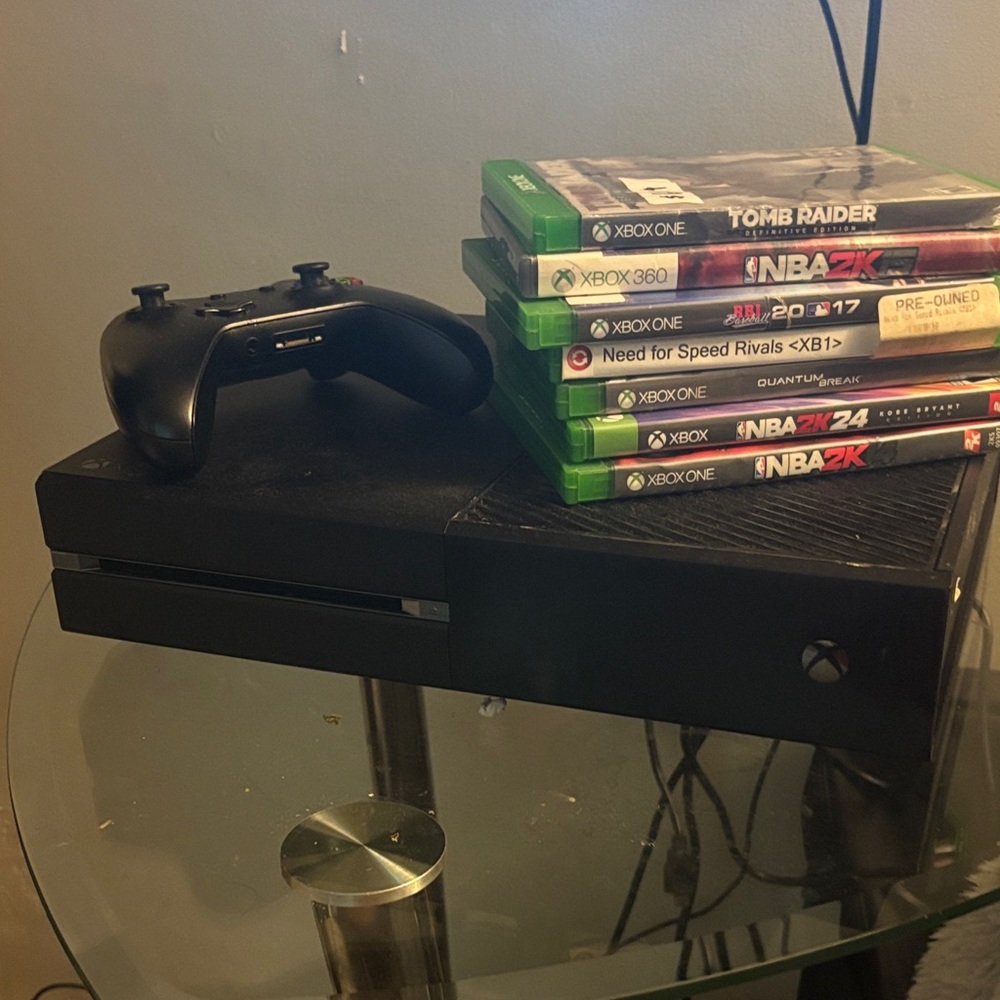 Xbox One Black Gaming Console with Controller and Games